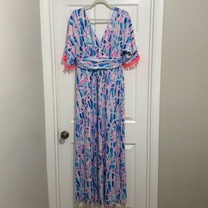 Lilly Pulitzer maxi dress in skim blue reel nauti